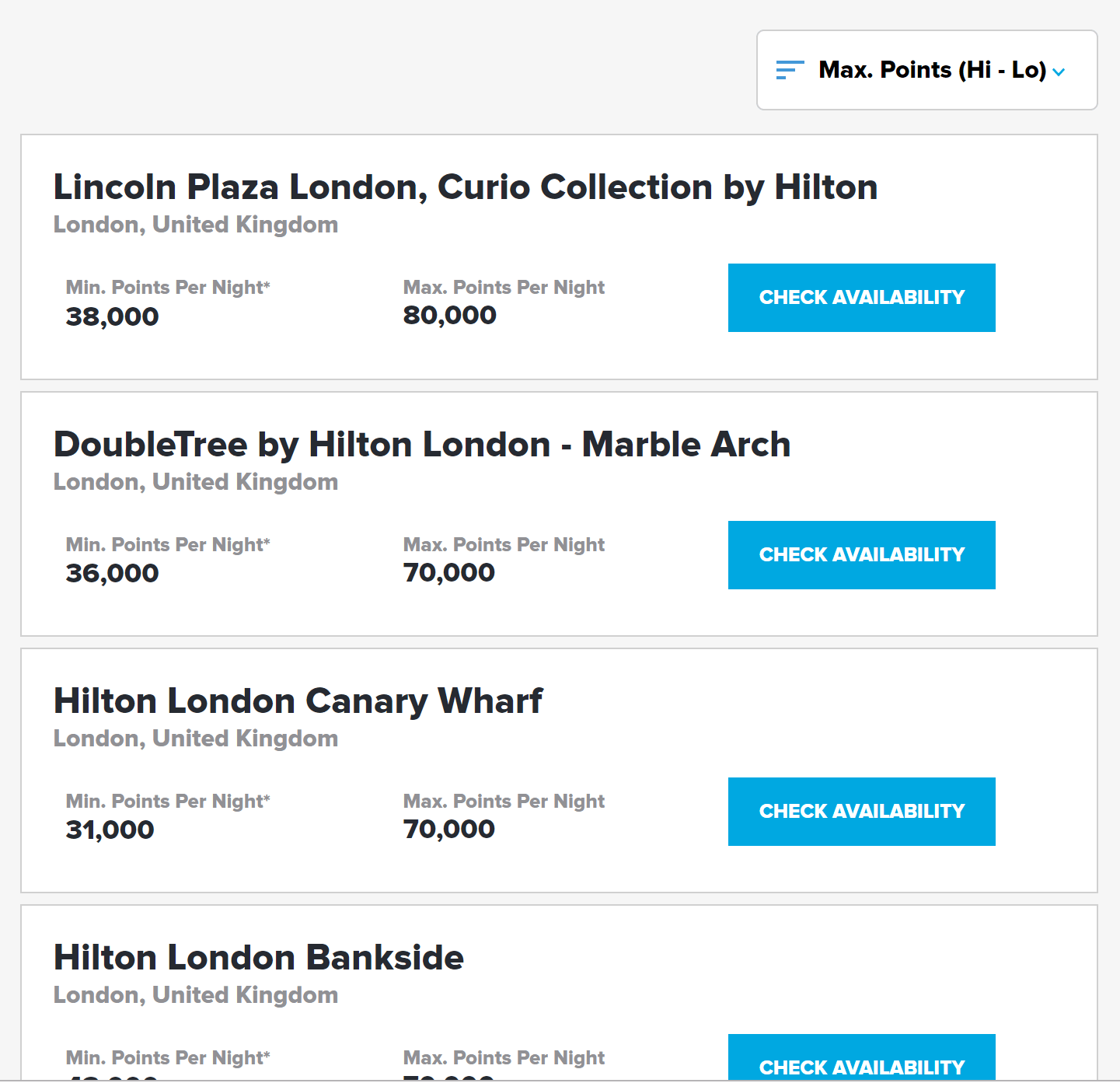 Hilton Honors' Point Calculator Points Uncovered