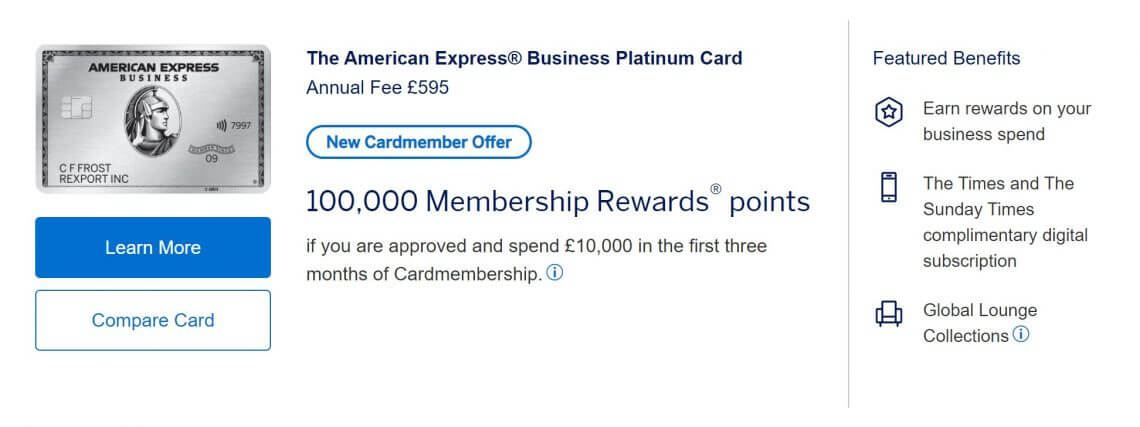 100000 Points Amex Platinum Business Card