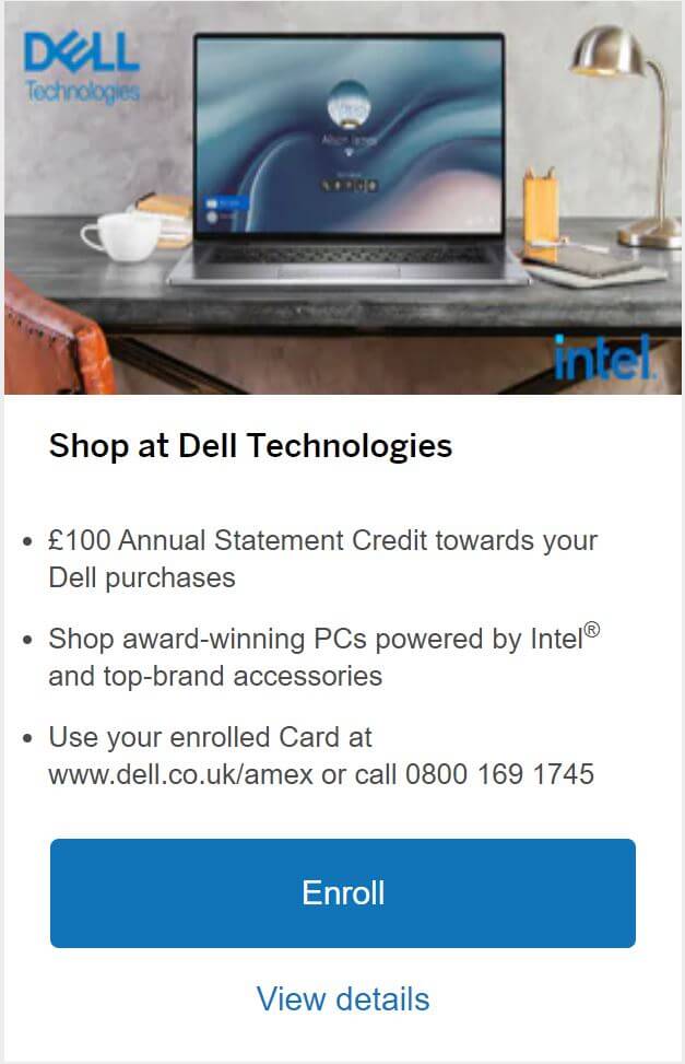 100 - £150 annual Dell cashback for Amex Business cardholders - Points  Uncovered