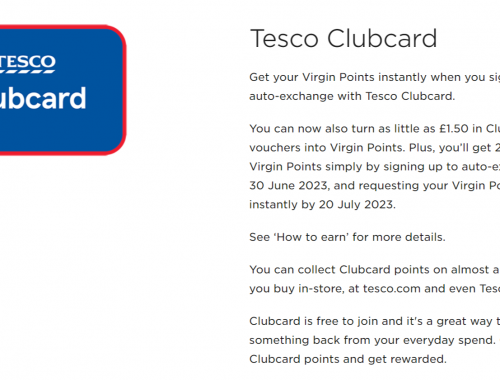 Get 2,500 Virgin Points When You Set Up Tesco Clubcard Auto-Conversion